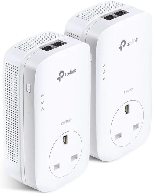 TP-LINK (TL-PA9020P KIT) AV2000 GB Powerline Adapter Kit, AC Pass Through, 2 Ports
