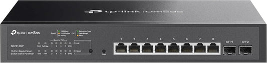 TP-Link TL-SG2210MP | Jetstream 10 Port Gigabit Smart Managed PoE switch | 8 PoE+ Ports @ 150W, 2 SFP Slots | Omada SDN Integrated | PoE Recovery | IPv6 | Static Routing | Limited Lifetime Protection