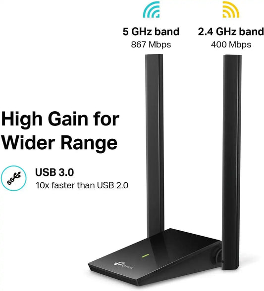 TP-Link USB WiFi Adapter for Desktop PC, AC1300 Dual High Gain Antenna