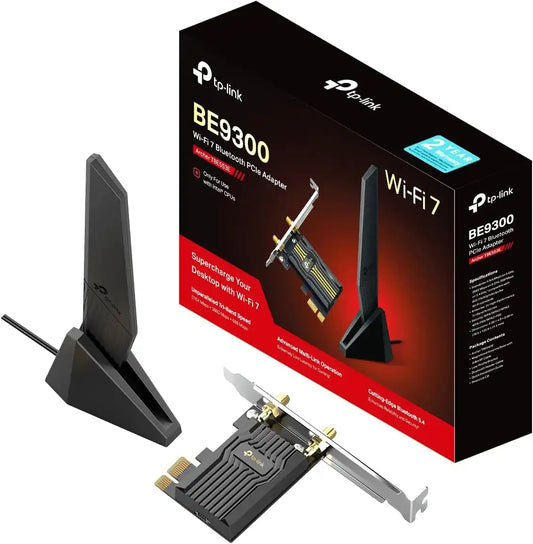TP-Link BE9300 PCIe Wi-Fi 7 Card for PC | Tri-Band | Magnetic Antenna Base