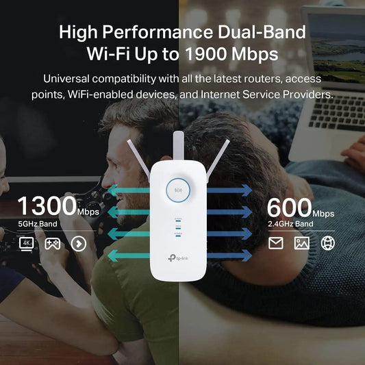 TP-Link AC1900 WiFi Range Extender RE550 | Dual-Band Wireless Repeater