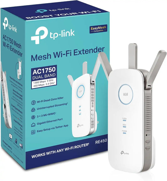 TP-Link AC1750 WiFi Extender (RE450), PCMag Editor's Choice, Up to 1750Mbps, Dual Band WiFi Repeater, Internet Booster, Extend WiFi Range Further