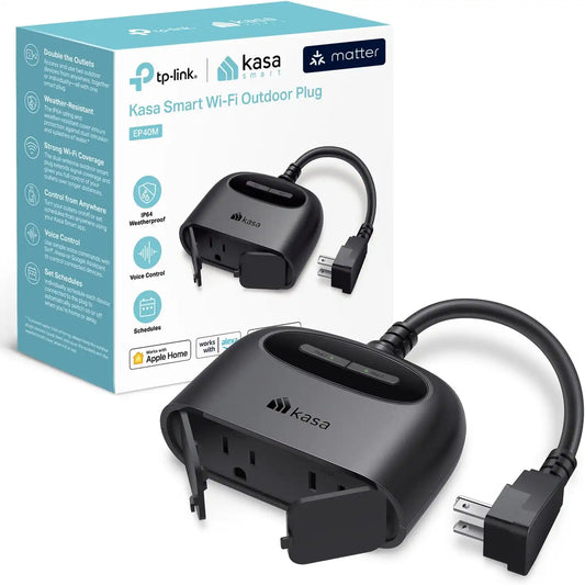 Kasa Matter Smart Outdoor Plug, Dual Outlet, EP40M, No Hub Required